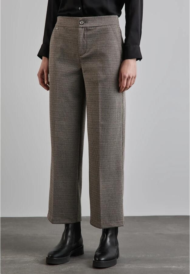 Street One Geruite Wide Leg Broek Brown Dames - Foto 2