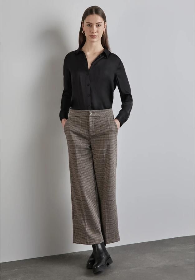 Street One Geruite Wide Leg Broek Brown Dames - Foto 4