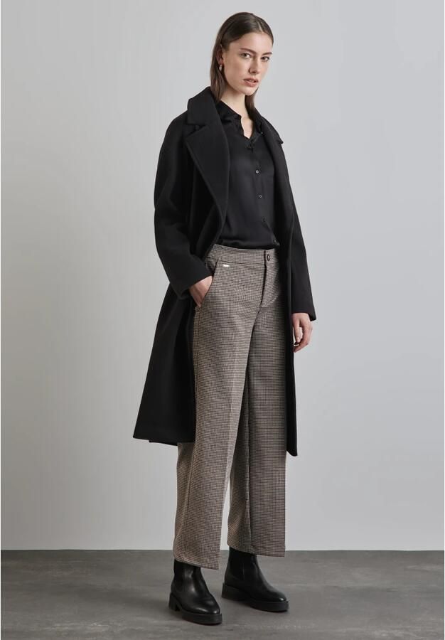 Street One Geruite Wide Leg Broek Brown Dames - Foto 5