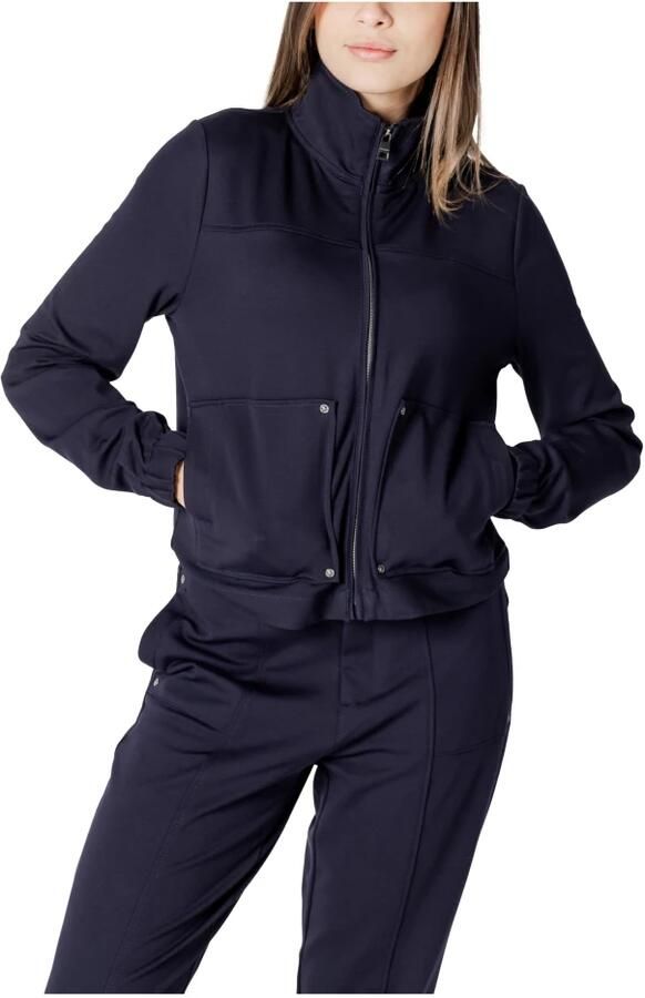 Street One Hoodless dames sweatshirt met ritssluiting Blue Dames