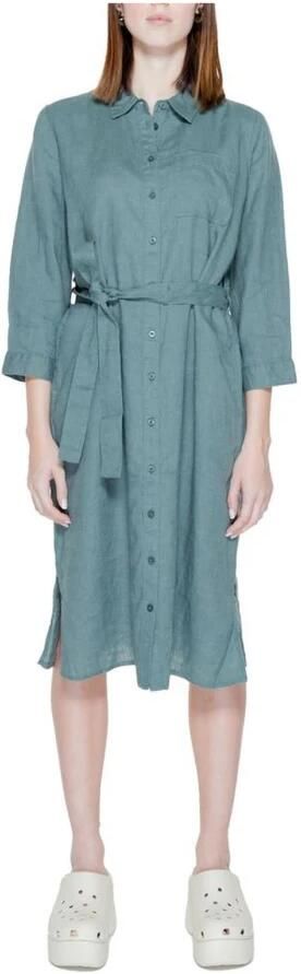 Street One Linnen Lange Jurk Lente Zomer Collectie Green Dames - Foto 4