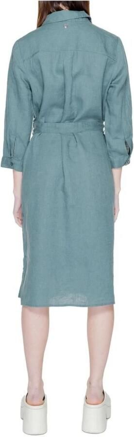 Street One Linnen Lange Jurk Lente Zomer Collectie Green Dames