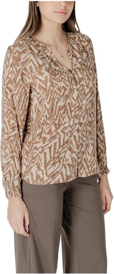Street One Luipaardprint Blouse met knoopsluiting Beige Dames