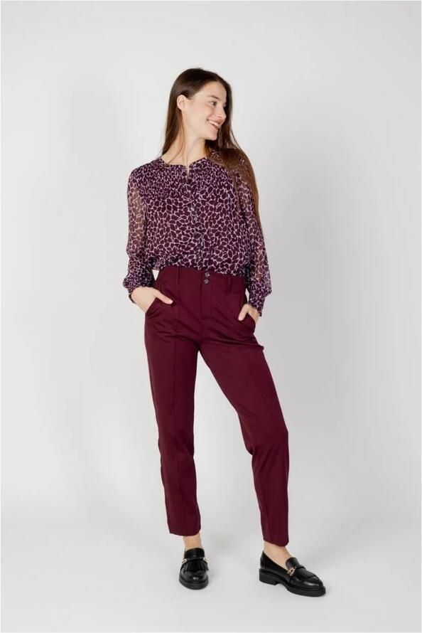 Street One Polyester Spandex Cigarette Pants Collection Red Dames