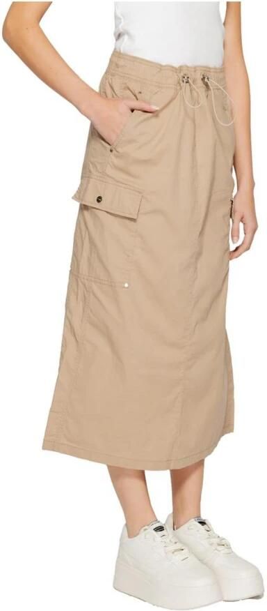 Street One Beige Katoenen Midi Rok met Zakken Beige Dames - Foto 3