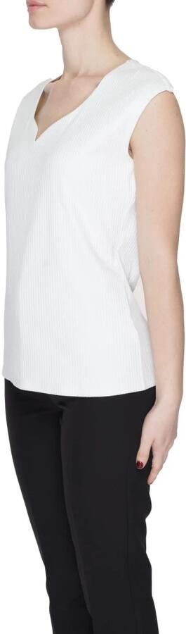 Street One Witte Geribbelde Gebreide V-hals Top White Dames - Foto 2