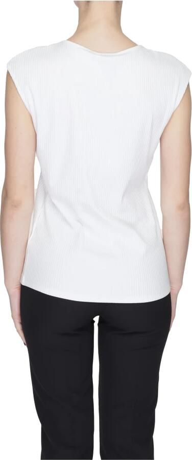 Street One Witte Geribbelde Gebreide V-hals Top White Dames - Foto 2