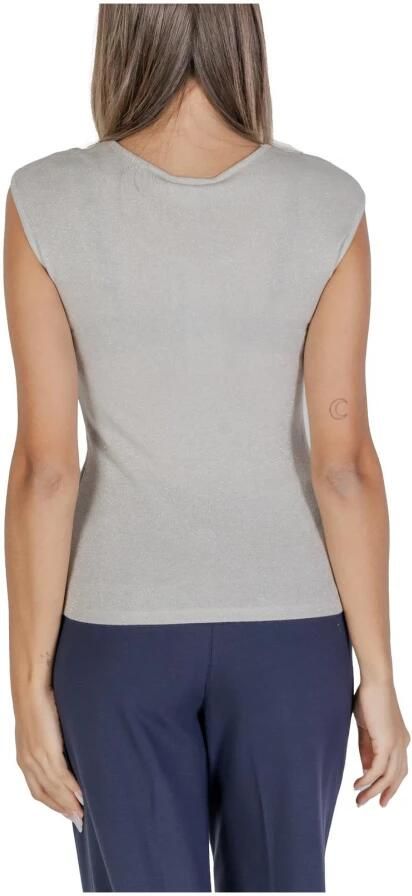 Street One Zilveren Glitter Gebreide V-hals Top Gray Dames