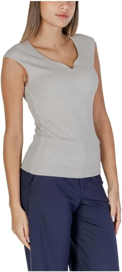 Street One Zilveren Glitter Gebreide V-hals Top Gray Dames - Foto 2