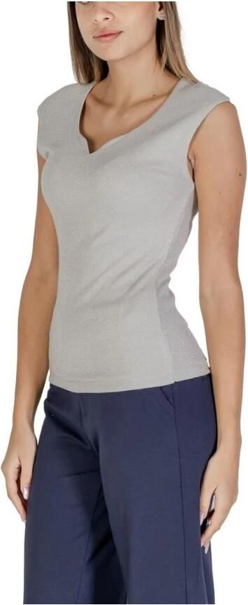 Street One Zilveren Glitter Gebreide V-hals Top Gray Dames - Foto 4