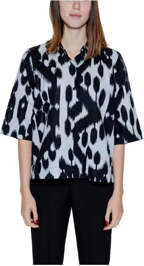 Street One Zwart Linnen Print V-Hals Shirt Multicolor Dames - Foto 5