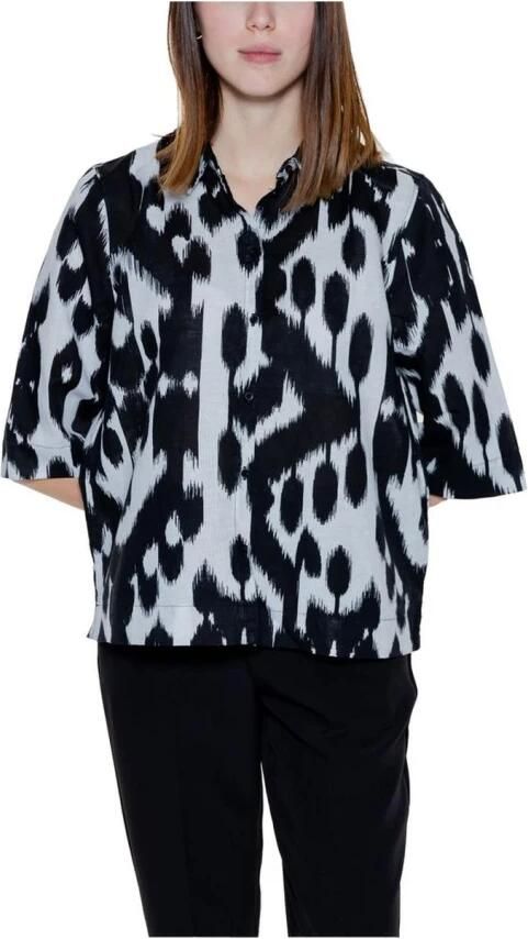 Street One Zwart Linnen Print V-Hals Shirt Multicolor Dames - Foto 2