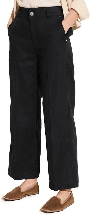 Street One Veelzijdige Linnen Broek met Zakken Black Dames - Foto 3