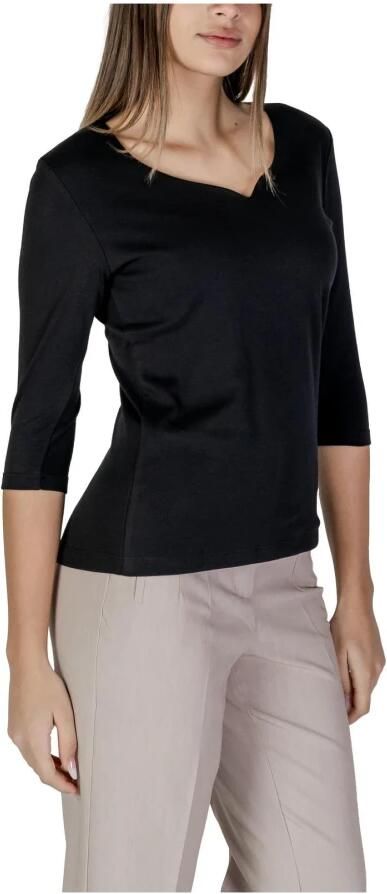 Street One Zwarte Katoenen Dames T-shirt Lente Zomer Black Dames