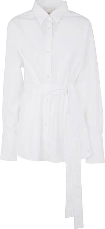 Studio Nicholson Optisch Witte Strikceintuur Overhemd White Dames