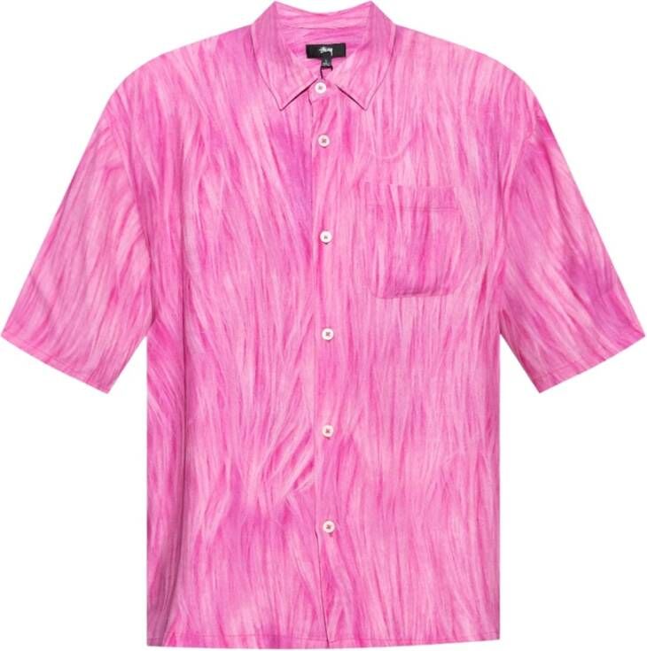 Stüssy Grafisch Print Crepe Shirt Roze Heren