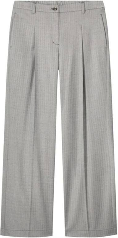 Summum Woman low waist wide leg pantalon met krijtstreep grijs