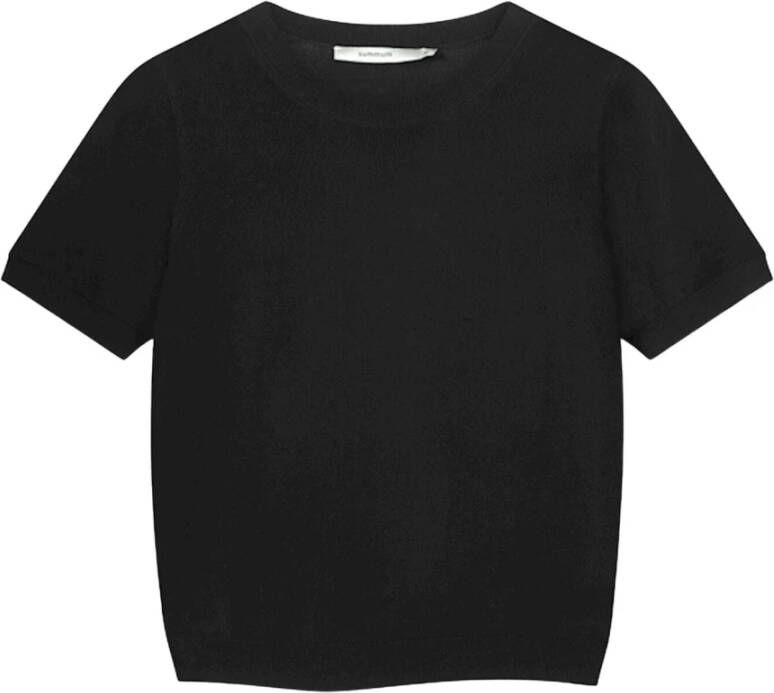 Summum Woman Moderne Zwarte T-shirt met Eigentijdse Details Zwart Dames