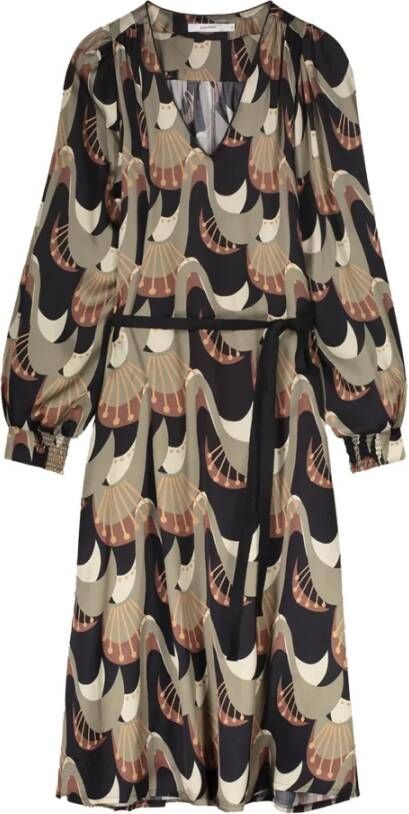Summum Woman Multicolor Art Deco Print Jurk met Riem en Zakken Meerkleurig Dames
