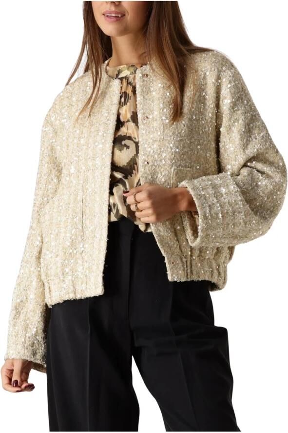 Summum Woman Tweed Sequins Jas Stijlvol Model Beige Dames