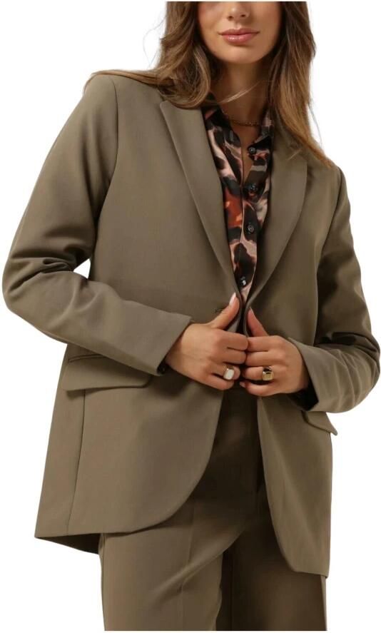 Summum Woman Donkergroene Blazer met Ritsdetail Beige Dames - Foto 4