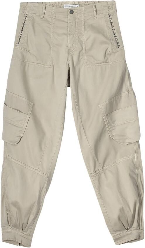 Summum Woman Cargo Broek Zacht Stretch Satijn Beige Dames
