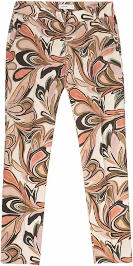 Summum Woman straight fit broek met all over print lichtroze oranje zwart - Foto 2