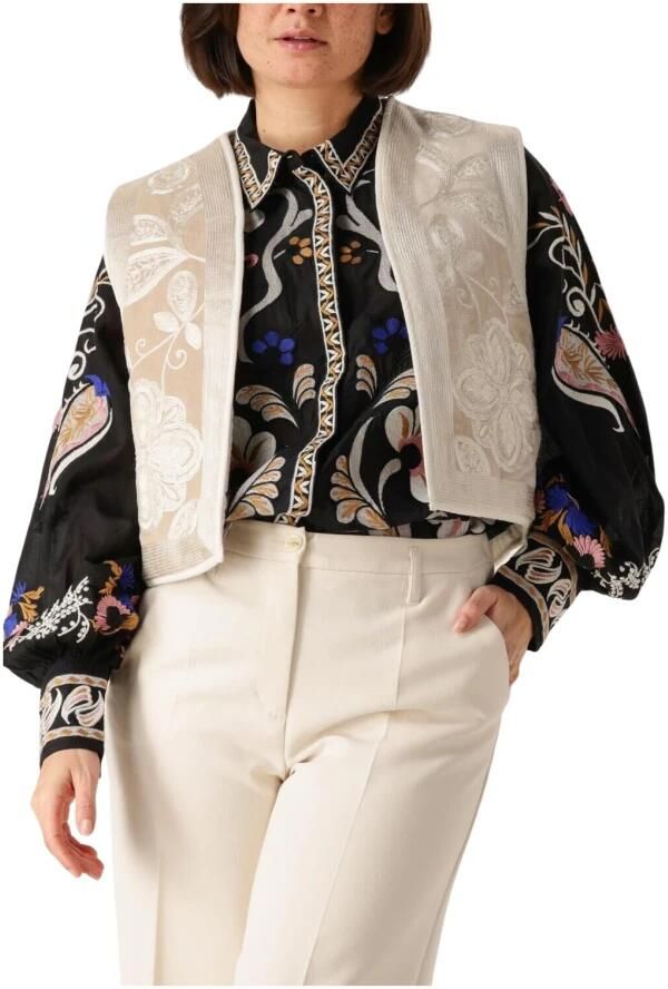 Summum Woman Geborduurde Dames Blazers Vest Beige Dames