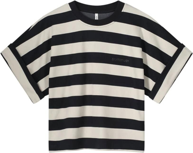 Summum Woman Gestreepte lange mouw boxy top Blue Dames