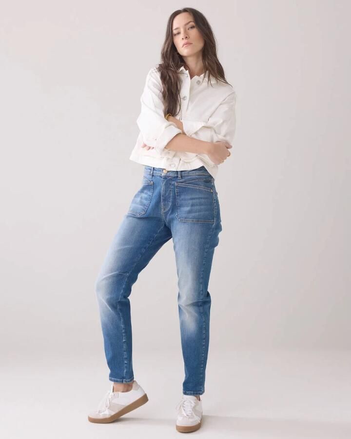 Summum Woman Zachte Tapered Jeans in Lichtblauw Blue Dames - Foto 3