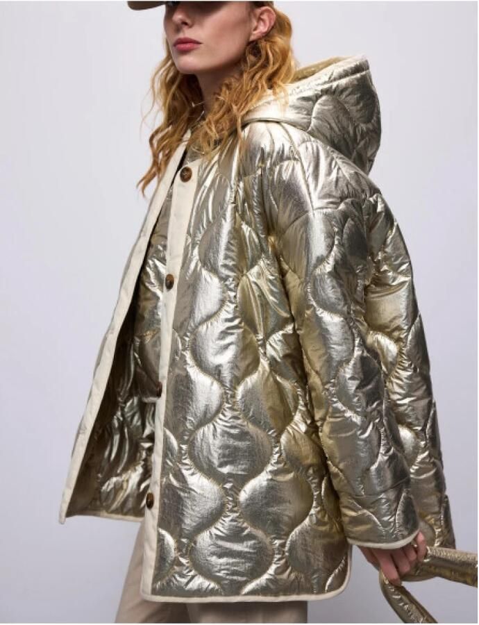 Summum quilted gewatteerde winterjas goud metallic - Foto 3