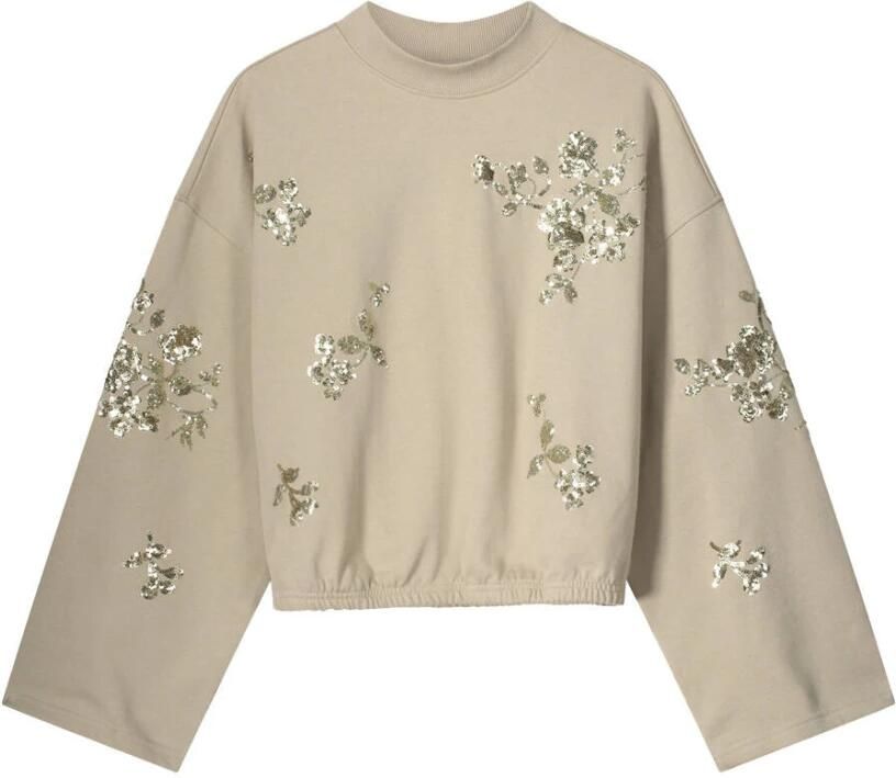 Summum Woman Beige Embellished Cropped Sweater Beige Dames
