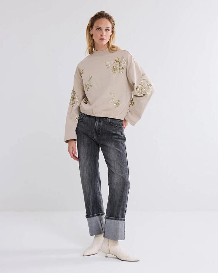 Summum Woman Beige Embellished Cropped Sweater Beige Dames - Foto 3