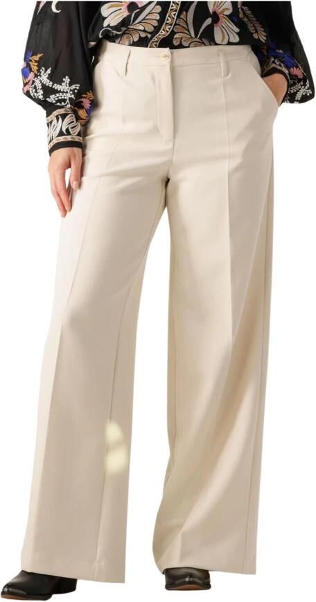 Summum Woman Wijde Pijp Broek Wit Foam White Dames