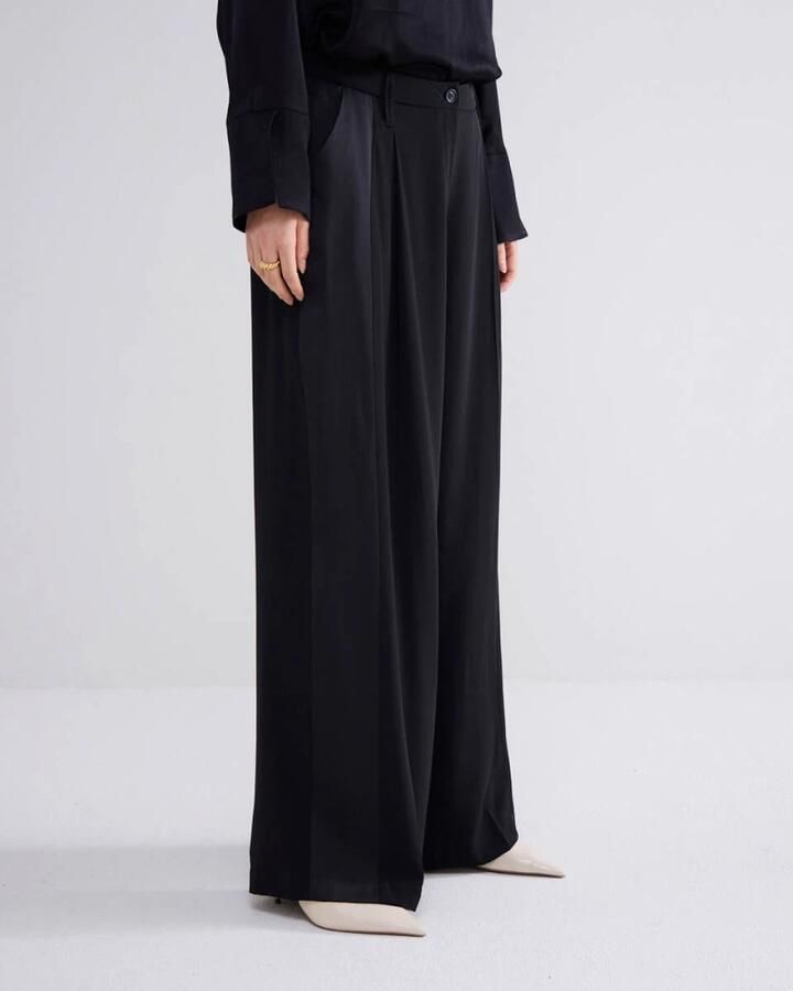 Summum Woman Wijde Pijp Crepe Viscose Blend Broek Black Dames - Foto 2
