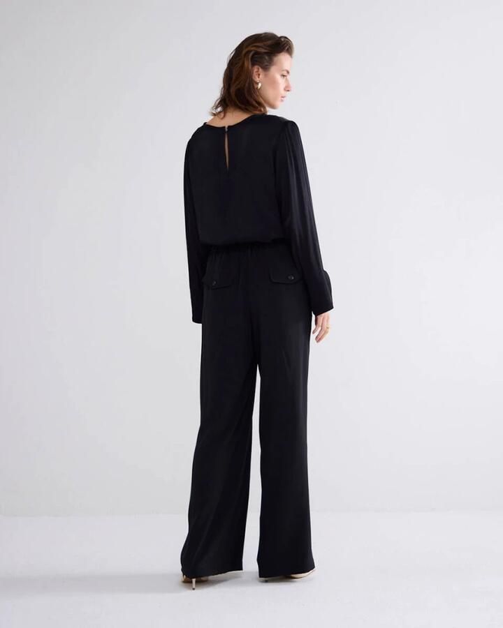 Summum Woman Wijde Pijp Crepe Viscose Blend Broek Black Dames - Foto 3