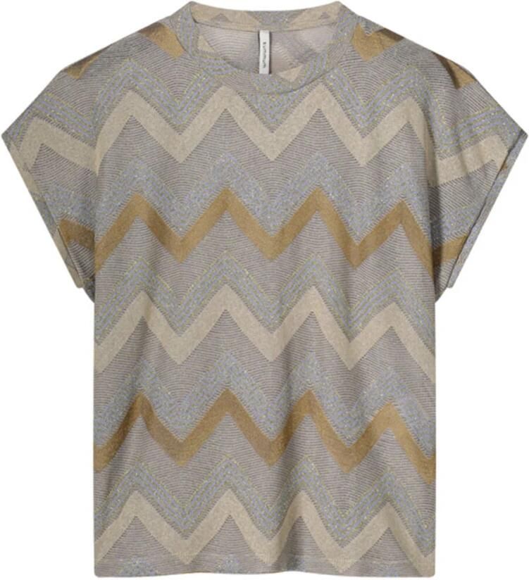 Summum Woman Zig Zag Cap Sleeve Top Beige Dames