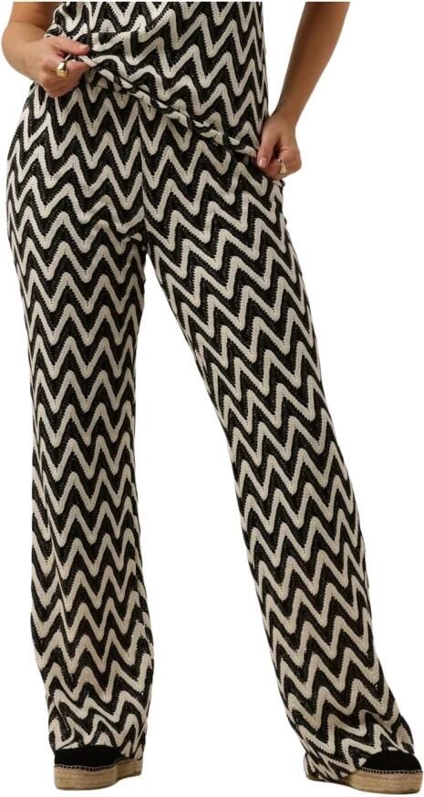 Summum straight fit broek met all over print zwart beige