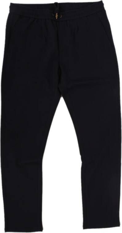 Sun68 Blauwe Elastische Taille Wolblend Broek Blue Heren