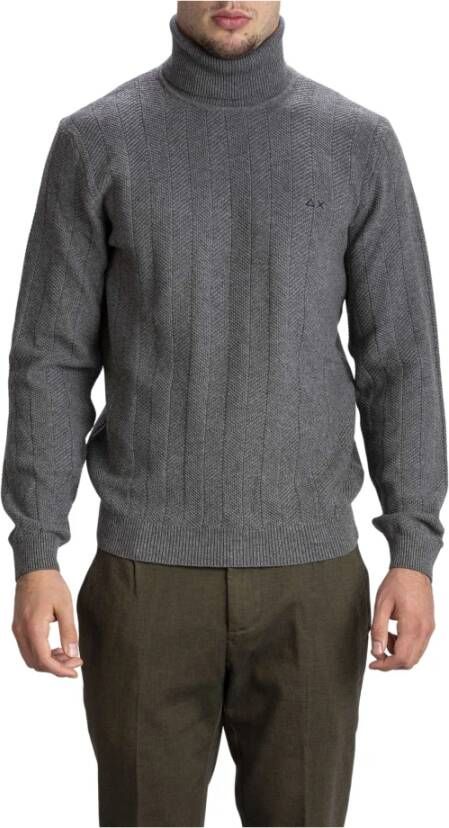 Sun68 Grijze Wollen Coltrui met Hoge Kraag Gray Heren