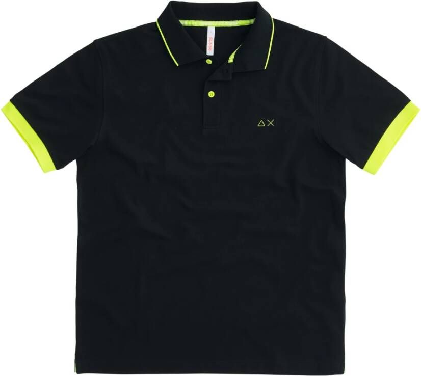 Sun68 Fluo Kleine Strepen Polo Ketting Black Heren