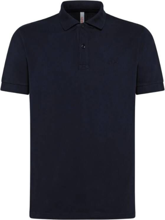 Sun68 Klassiek Heren Polo Shirt Cold Dye Details Blue Heren