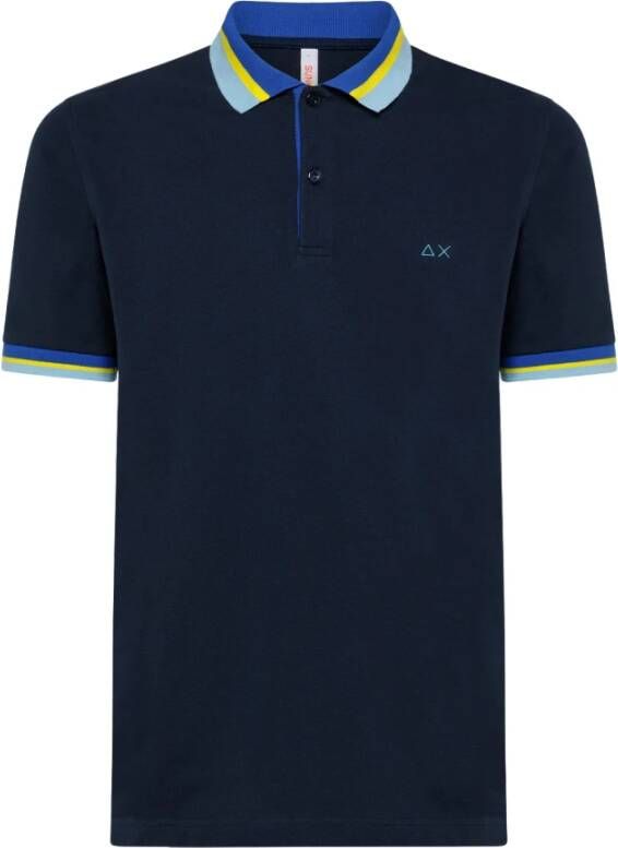 Sun68 Navy Blue Katoenen Polo Blue Heren