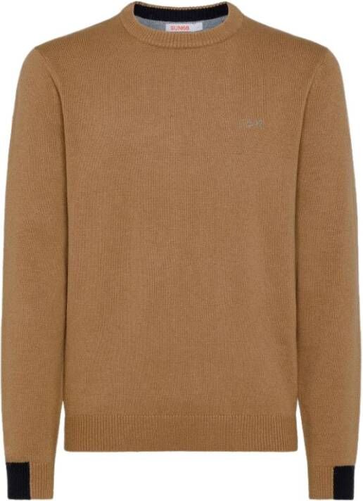 Sun68 Ronde effen kleur rib Beige Heren