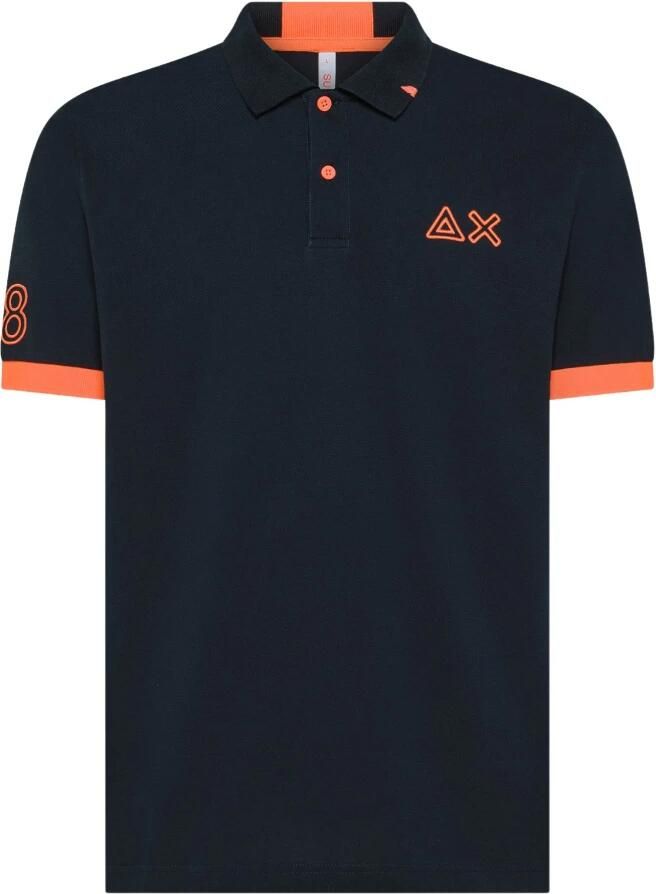 Sun68 Blauw Logo Polo T-shirts en Polos Blue Heren