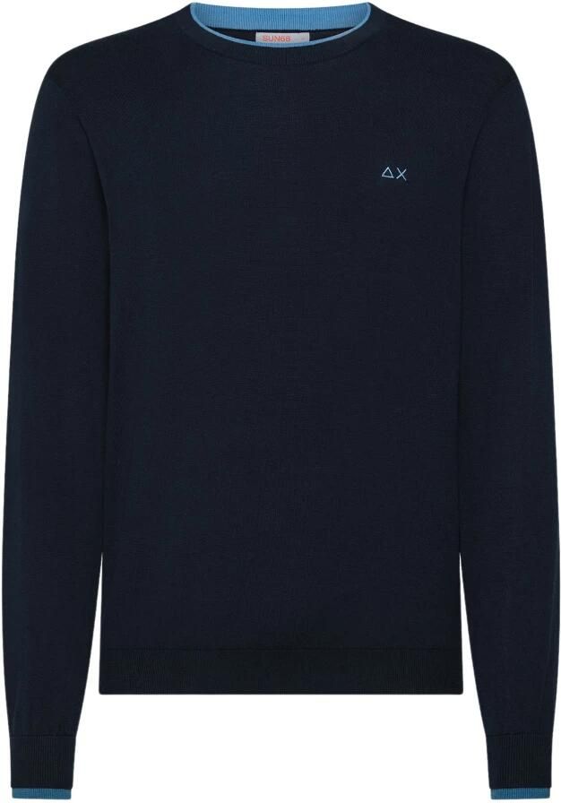 Sun68 Blauwe Katoenen Trui met Lange Mouwen Blue Heren