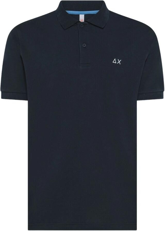 Sun68 Blauwe Polo Shirts Korte Mouw Blue Heren