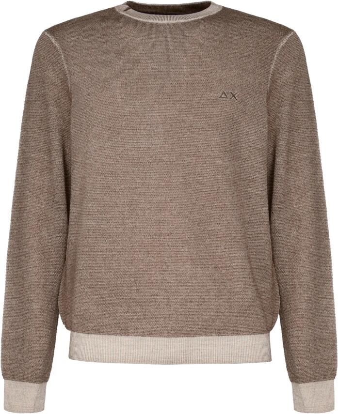 Sun68 Bruine Wollen Trui met Logo Detail Brown Heren - Foto 2