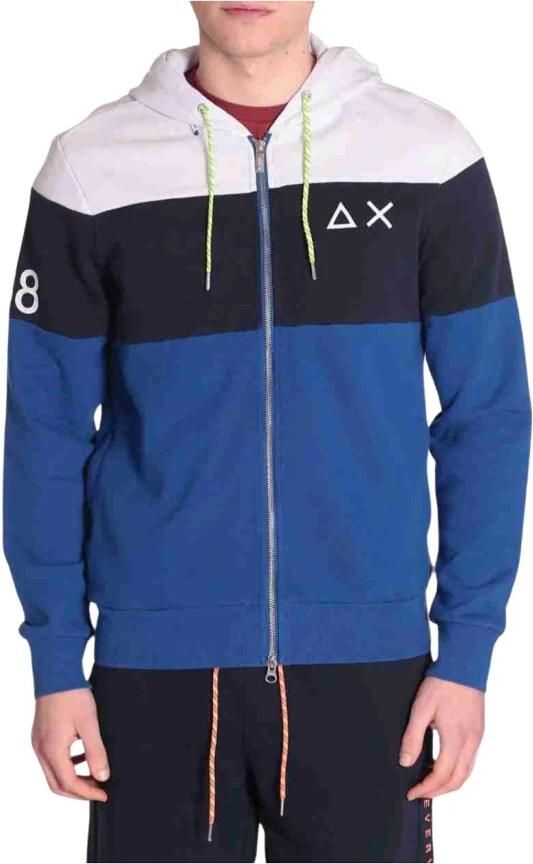 Sun68 Fluorescerende Katoenen Hoodie Zip Collectie Blue Heren - Foto 3