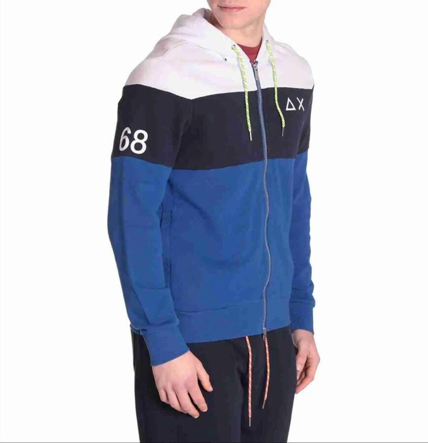 Sun68 Fluorescerende Katoenen Hoodie Zip Collectie Blue Heren